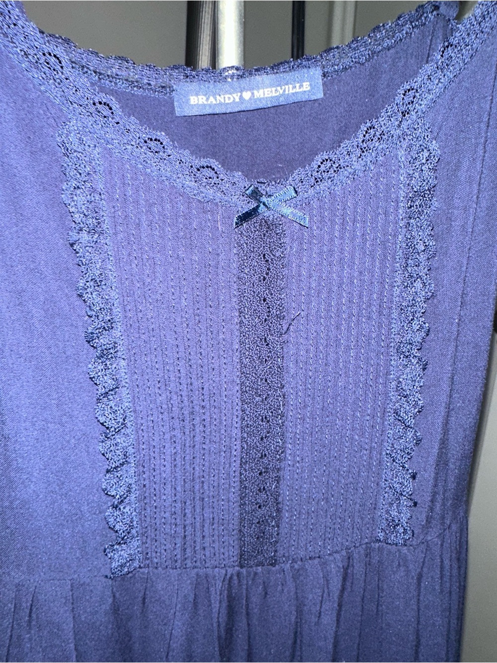 Brandy Melville Navy Blue Lace-Trim short Dress